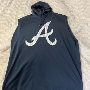 Navy Sleeveless Atlanta Braves Hoodie XL